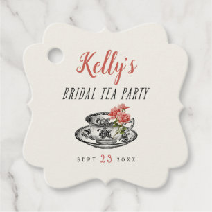 Vintage Typography Bridal Shower Tea Party Favour Tags