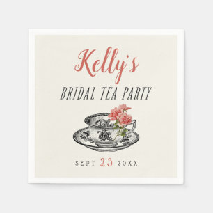 Vintage Typography Bridal Shower Tea Party Napkin