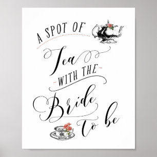 Vintage Typography Bridal Shower Tea Party Sign