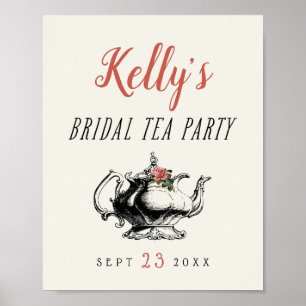 Vintage Typography Bridal Shower Tea Party Sign