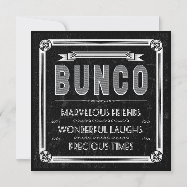 Vintage Typography Bunco Invite (Front)