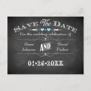 Vintage Typography Chalkboard Save The Date Card