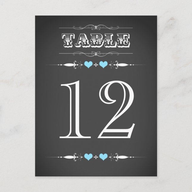 Vintage Typography Chalkboard Table Number Card (Front)