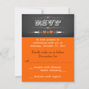 Vintage Typography Chalkboard Wedding RSVP Orange