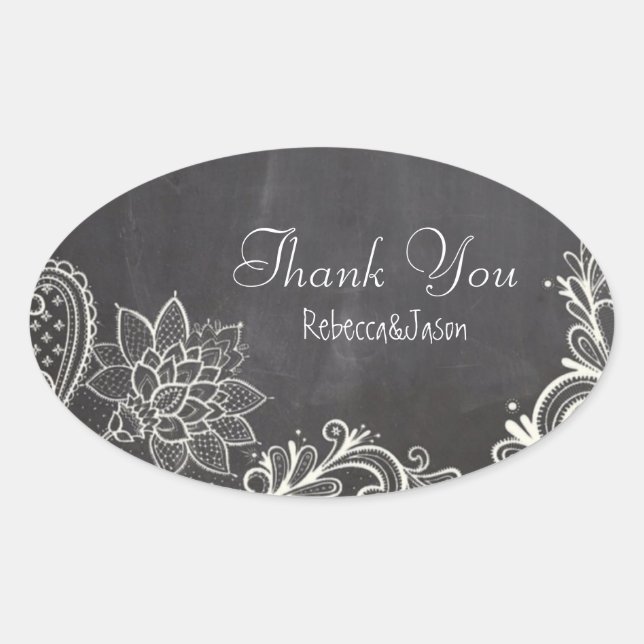 vintage typography Chalkboard Wedding thank you Oval Sticker (Front)