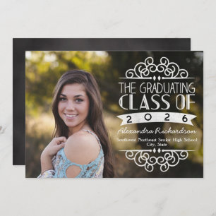 Vintage Typography Class of 2024 Photo Graduation Invitation