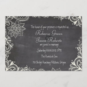 vintage typography flourish Chalkboard Wedding Invitation