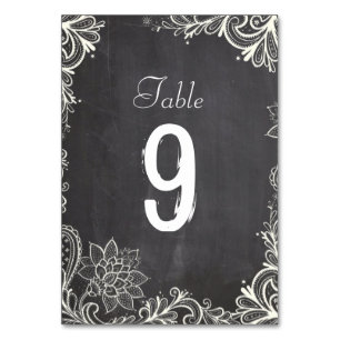 vintage typography flourish Chalkboard Wedding Table Number