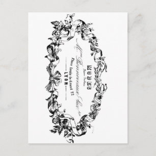 Vintage Typography French Ribbon Modes design Postcard