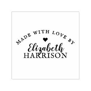 Vintage Typography Made With Love Personalised Self-inking Stamp