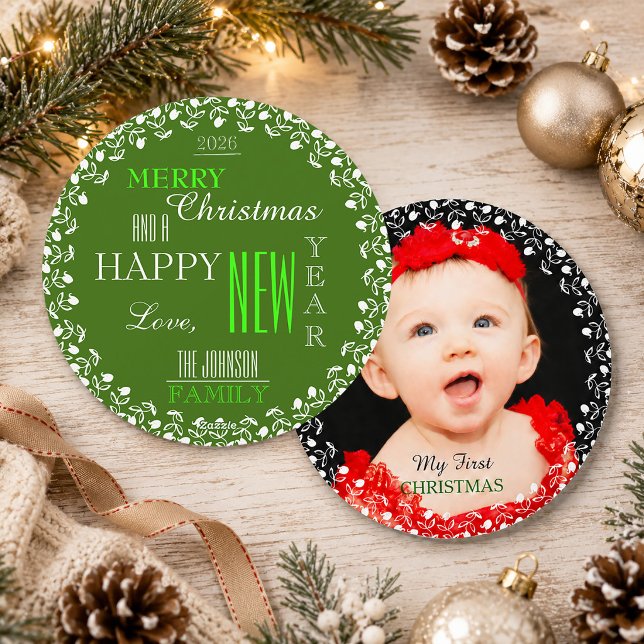 Vintage Typography My First Christmas Photo Card (Vintage Typography My First Christmas Photo Card)
