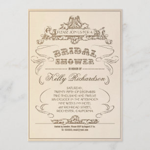 vintage typography old bridal shower invitations