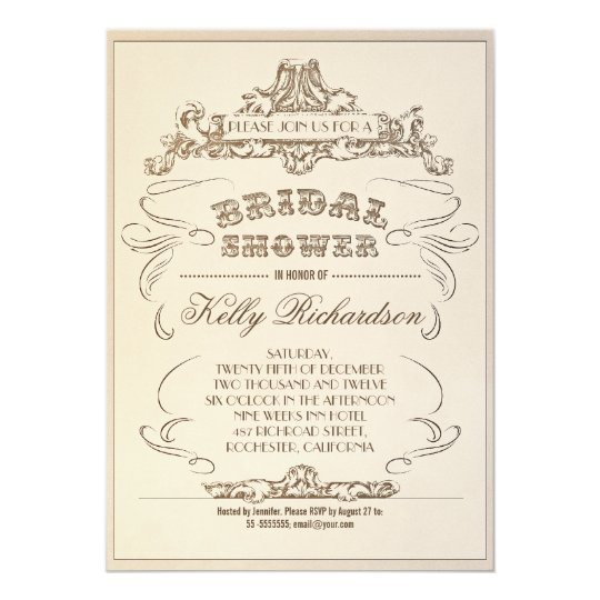 vintage typography old bridal shower invitations