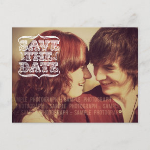 Vintage Typography Photo Save the Date Postcard