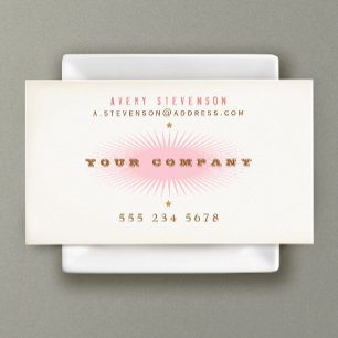 Vintage Typography Pink SunBurst Business Card