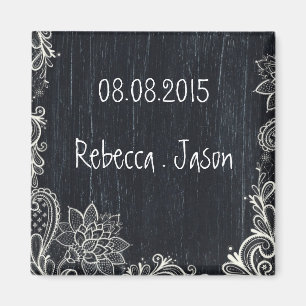 Vintage Typography rustic chalkboard save the date Magnet
