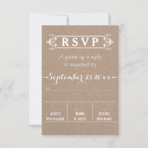 Vintage typography rustic Kraft paper wedding RSVP