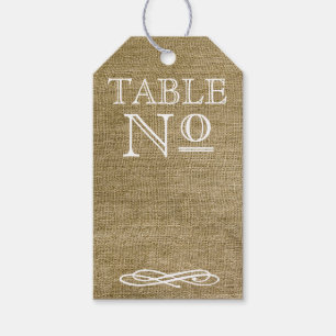 Vintage Typography Style Burlap Look Table Number Gift Tags