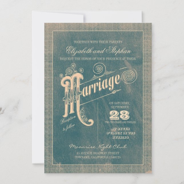 vintage typography stylish wedding invitations (Front)