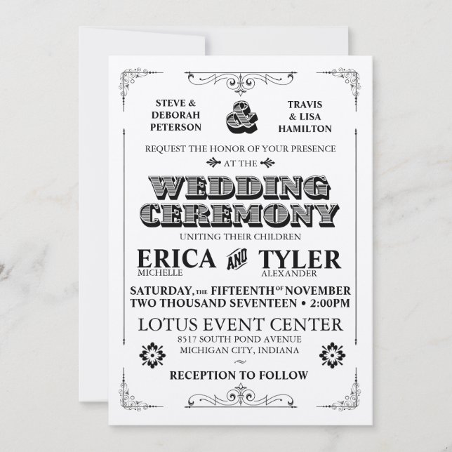 Vintage Typography Wedding Invitation (Front)