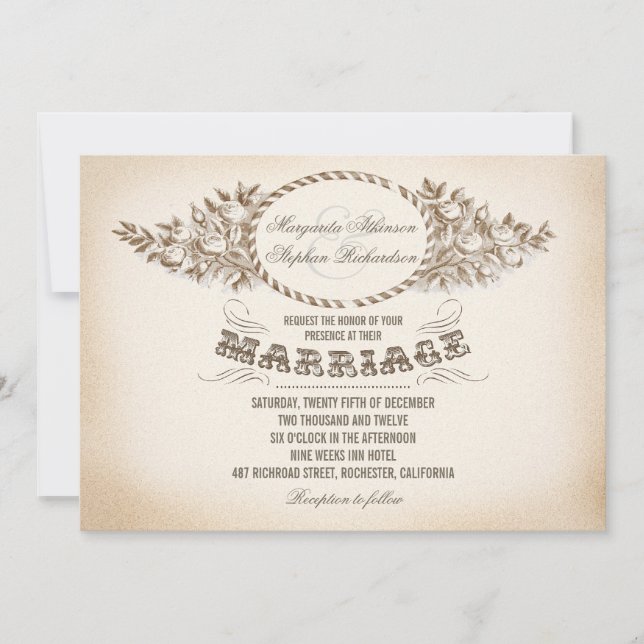 vintage typography wedding invitations (Front)