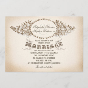 vintage typography wedding invitations