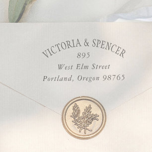 Vintage Typography Wedding Return Address Rubber Stamp