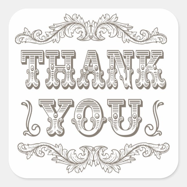 Vintage Typography White Thank You Stickers (Front)