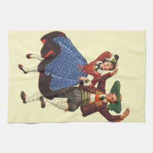 Vintage Tyrolean dancers, Austria Tea Towel
