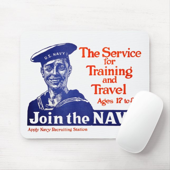Vintage U.S. Navy Recruiting Poster Mouse Mat (With Mouse)