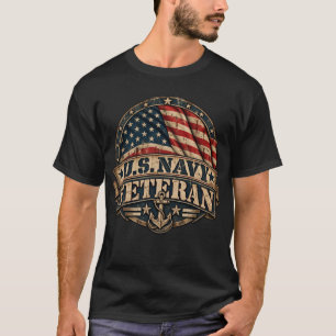 Vintage U.S. Navy Veteran Patriotic Eagle & Anchor T-Shirt
