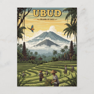 Vintage Ubud Bali Indonesia Travel Postcard