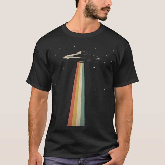 Vintage UFO Alien Abduction Retro Spaceship T-Shirt (Front)