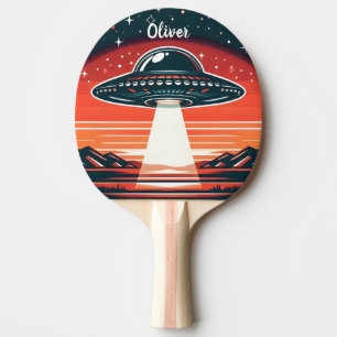 Vintage UFO at Red Sunset Personalised Ping Pong Paddle