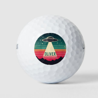 Vintage UFO at Sunset Personalised Golf Balls