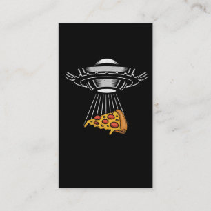 Vintage UFO Pizza Abduction Alien Retro Spaceship Business Card