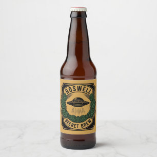 Vintage UFO Roswell Secret Brew Beer Bottle Label