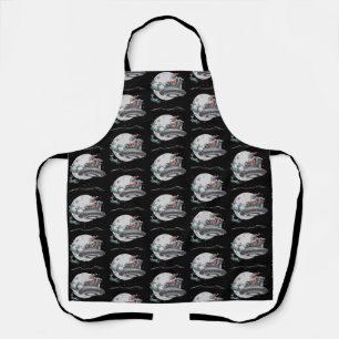 Vintage UFO Santa Claus Alien Christmas Cryptid Apron
