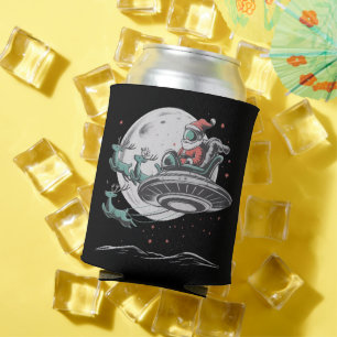 Vintage UFO Santa Claus Alien Christmas Cryptid Can Cooler