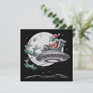 Vintage UFO Santa Claus Alien Christmas Cryptid  Holiday Card