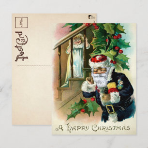 Vintage Ugly Santa and Scary Child Christmas Postcard