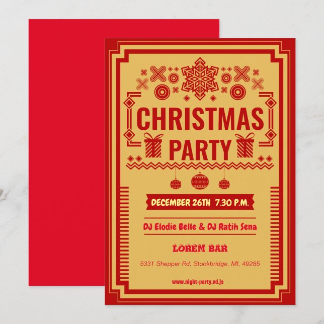 vintage Ugly Sweater Christmas Party Invitation (Front/Back)