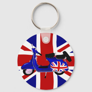 Vintage UJ Blue Scooter Art Key Ring