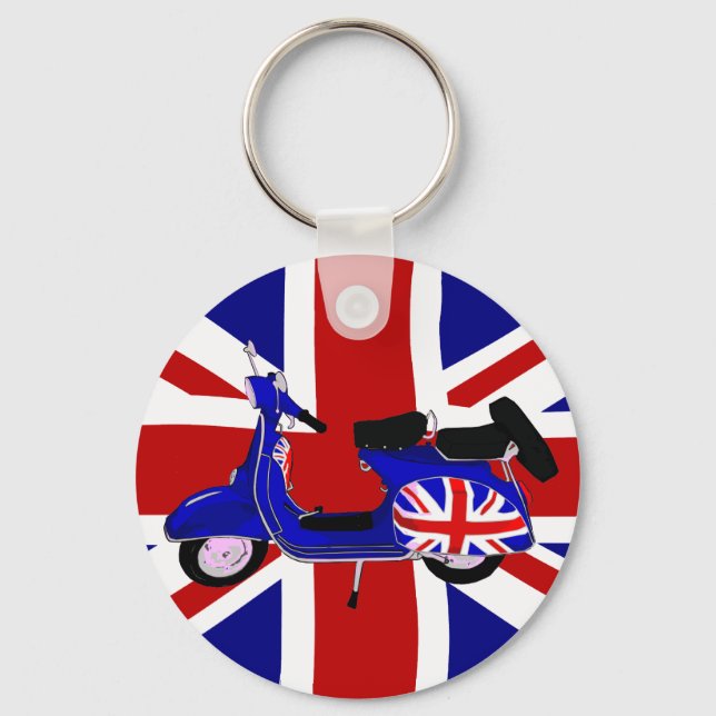 Vintage UJ Blue Scooter Art Key Ring (Front)