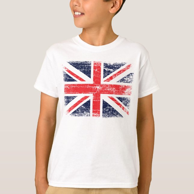 Vintage UK British Flag Kid's T Shirt design. (Front)