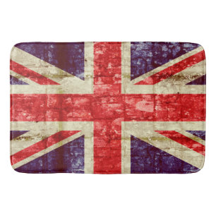 Vintage UK flag on a brick wall Bath Mat