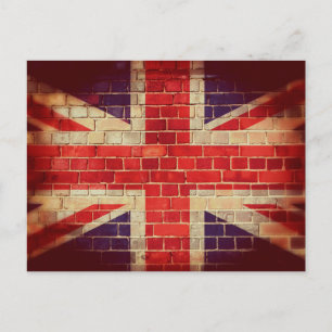 Vintage UK flag on a brick wall Postcard