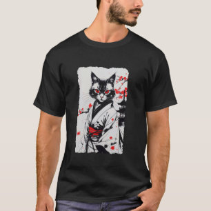 Vintage Ukiyo-e Japanese Cat in Kimono Sumi-e Cat T-Shirt