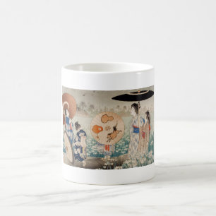 Vintage ukiyo-e japanese ladies with umbrella art coffee mug
