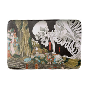 Vintage Ukiyo-e Kuniyoshi Skeleton Spectre Art Bath Mat